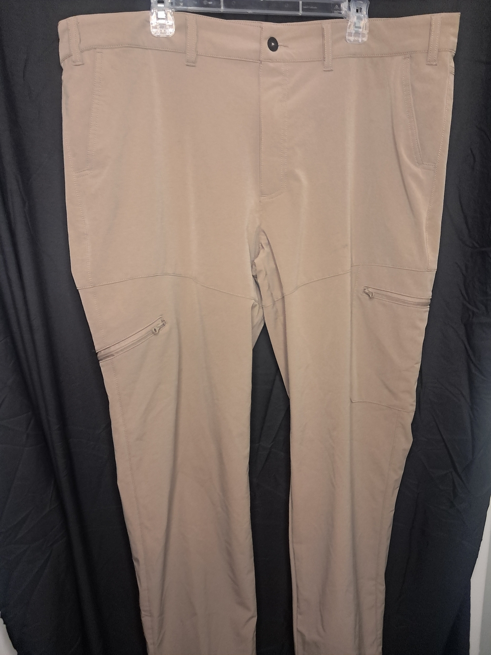 Magellan Outdoors Khaki Cargo Pants with Zip Thigh Pockets